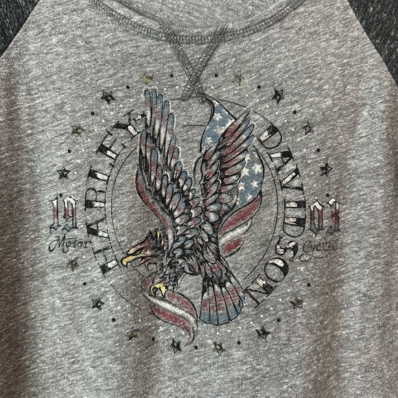 Harley-Davidson Women’s ‘American Eagle’ Baseball Tee (Size L) - Picture 3 of 7